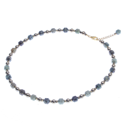 Gold-accented hematite beaded necklace, 'Bright Globe' - Gold-Accented Hematite Beaded Necklace