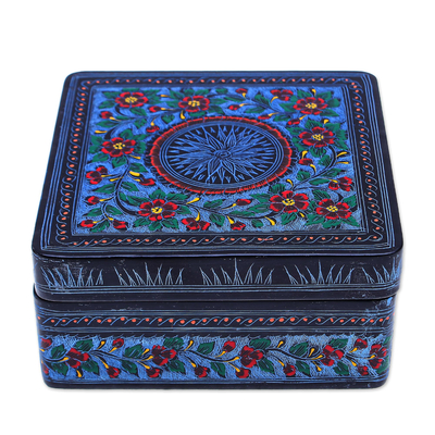Dekorative Lackdose aus Holz, 'Thai Winter' - Dekorative Box aus lackiertem Mangoholz