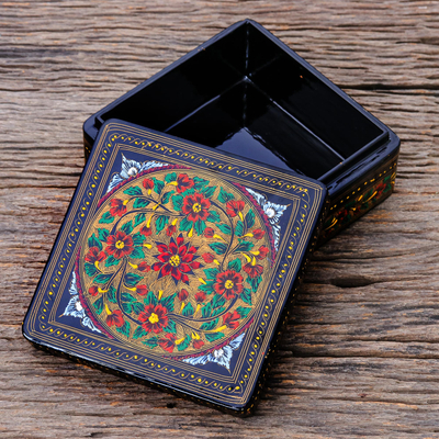 Caja decorativa de madera lacada - Caja decorativa lacada pintada a mano