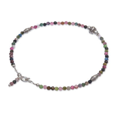Turmalin-Perlenarmband - Handgefertigtes Turmalin- und Silberperlenarmband