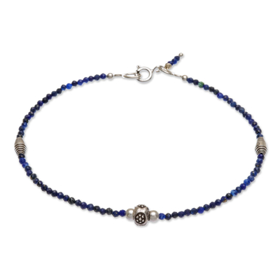 Handmade Lapis Lazuli and Silver Beaded Bracelet