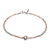 Sunstone beaded bracelet, 'Love Language in Pink' - Sunstone and Silver Beaded Heart Bracelet thumbail