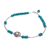 Sterling silver beaded bracelet, 'Daisy Crown in Teal' - Sterling and Karen Silver Beaded Bracelet (image 2c) thumbail