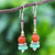 Multi-gemstone earrings, 'Mystery Totem' - Handcrafted Aventurine and Garnet Dangle Earrings (image 2) thumbail