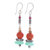 Multi-gemstone earrings, 'Mystery Totem' - Handcrafted Aventurine and Garnet Dangle Earrings