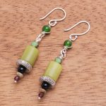Multi-gemstone dangle earrings, 'Green Vibe' - Artisan Crafted Jasper and Aventurine Dangle Earrings