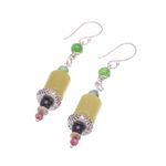 Multi-gemstone dangle earrings, 'Green Vibe' - Artisan Crafted Jasper and Aventurine Dangle Earrings