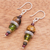 Multigemstone dangle earrings, 'Dream Forest' - Tiger's Eye and Garnet Dangle Earrings from Thailand (image 2b) thumbail
