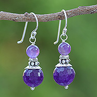 Amethyst dangle earrings, 'True Violet' - Amethyst and Sterling Silver Dangle Earrings