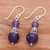 Amethyst dangle earrings, 'True Violet' - Amethyst and Sterling Silver Dangle Earrings (image 2b) thumbail