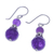 Amethyst dangle earrings, 'True Violet' - Amethyst and Sterling Silver Dangle Earrings (image 2c) thumbail