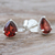 Garnet stud earrings, 'Merlot Drop' - Hand Made Garnet and Sterling Silver Stud Earrings (image 2b) thumbail