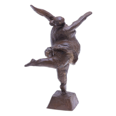 Escultura de latón - Escultura de bailarina tailandesa de latón y hierro