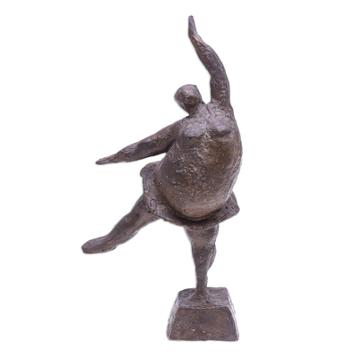 Brass sculpture, 'Romantic Gesture' - Mixed Metal Ballerina Sculpture