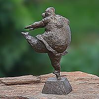 Brass sculpture, 'Pointed Toe' - Hand Crafted Brass Ballerina Sculpture