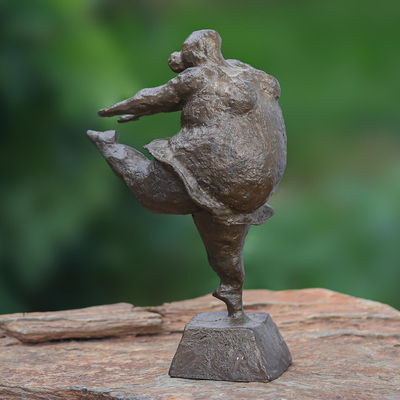 Brass sculpture, 'Pointed Toe' - Hand Crafted Brass Ballerina Sculpture