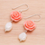 Cultured pearl dangle earrings, 'Misty Rose' - Freshwater Pearl and Sterling Silver Dangle Earrings (image 2b) thumbail