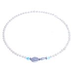 Cultured pearl and quartz pendant necklace, 'Sky Pearls' - Cultured Pearl and Quartz Pendant Necklace