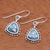 Roman glass dangle earrings, 'Fresh Snow' - Roman Glass and Sterling Silver Dangle Earrings