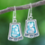 Roman glass dangle earrings, 'Cool Breeze' - Artisan Made Roman Glass Dangle Earrings