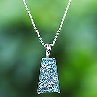 Roman glass pendant necklace, Special Blue