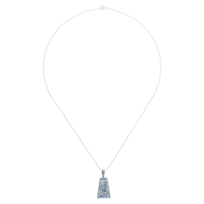 Roman glass pendant necklace, 'Special Blue' - Handmade Roman Glass and Sterling Silver Pendant Necklace