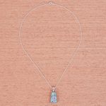 Roman glass pendant necklace, 'Special Blue' - Handmade Roman Glass and Sterling Silver Pendant Necklace