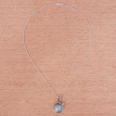 collar con colgante de cristal romano - Collar con colgante de cristal romano y plata de ley