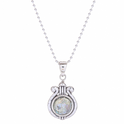 Roman glass pendant necklace, 'Temple Steps' - Artisan Crafted Roman Glass Pendant Necklace