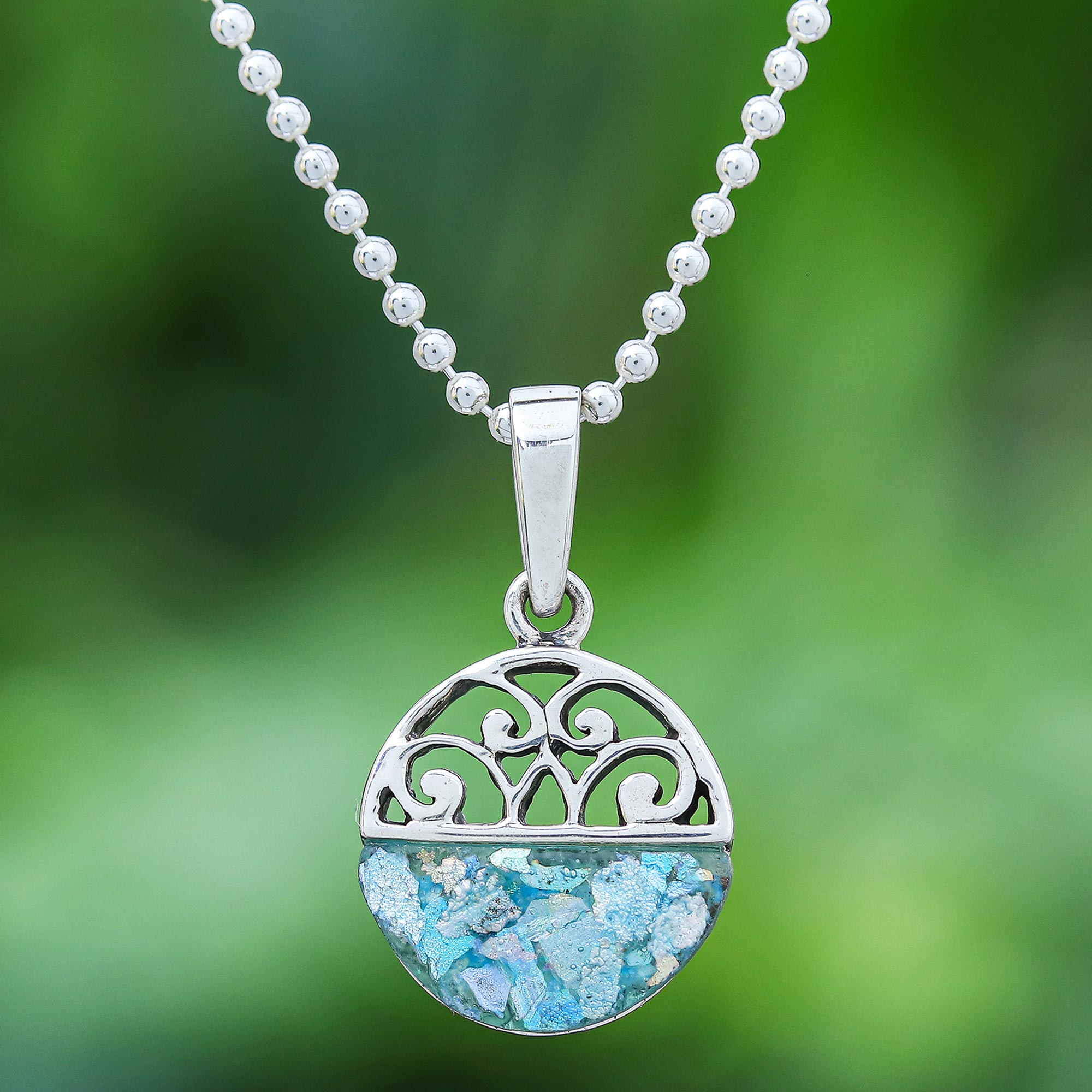 MOON Glass Pendant Necklace 