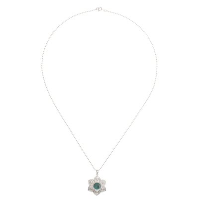 Turquoise and Sterling Silver Floral Necklace