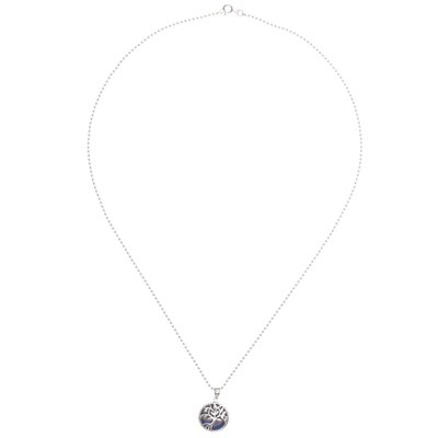 Collar con colgante de lapislázuli - Collar Árbol de Lapislázuli y Plata de Ley