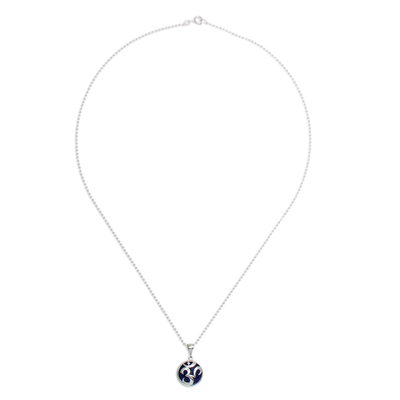 Collar con colgante de lapislázuli - Collar Om de Lapislázuli y Plata de Ley