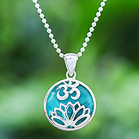 Turquoise pendant necklace, Spirit of Om in Turquoise