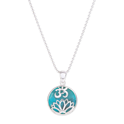Turquoise and Sterling Silver Om Pendant Necklace