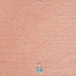 Turquoise pendant necklace, 'Spirit of Om in Turquoise' - Turquoise and Sterling Silver Om Pendant Necklace