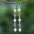 Rose quartz and amethyst dangle earrings, 'Exploding Star' - Rose Quartz and Amethyst Dangle Earrings