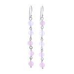 Rose quartz dangle earrings, 'Exploding Star in Pink' - Rose Quartz and Sterling Silver Dangle Earrings