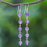 Amethyst dangle earrings, 'Exploding Star in Purple'
