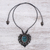 Macrame chrysocolla pendant necklace, 'Pilgrimage' - Macrame Chrysocolla and Brass Statement Necklace (image 2b) thumbail