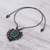 Macrame chrysocolla pendant necklace, 'Pilgrimage' - Macrame Chrysocolla and Brass Statement Necklace (image 2c) thumbail