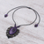 Macrame amethyst pendant necklace, 'Nature Dream' - Macrame Amethyst and Brass Statement Necklace (image 2c) thumbail