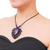 Macrame amethyst pendant necklace, 'Nature Dream' - Macrame Amethyst and Brass Statement Necklace (image 2f) thumbail