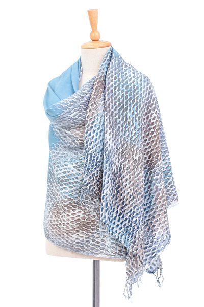 Schal aus Batik-Baumwollmischung - Handgefärbter Schal aus Batik-Baumwolle und Viskose