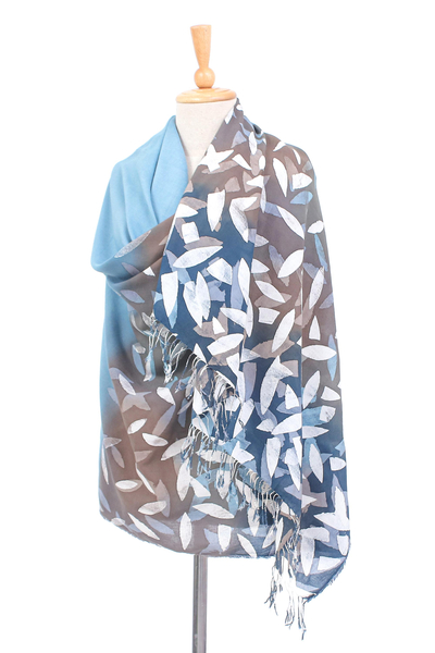 Batik cotton blend shawl, 'Whispering Woods' - Hand Crafted Batik Cotton Blend Shawl