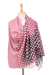 Batik cotton blend shawl, 'Dusty Rose Dots' - Fringed Batik Cotton and Rayon Blended Shawl (image 2c) thumbail