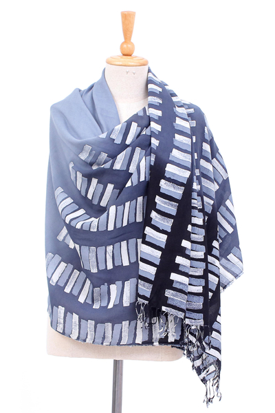Schal aus Batik-Baumwollmischung - Handgefärbter Schal aus Batik-Baumwollmischung