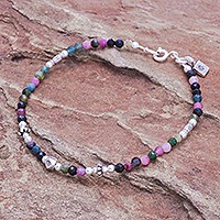 Tourmaline beaded bracelet, 'Sweet Taste' - Tourmaline and Sterling Silver Beaded Bracelet