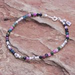 Tourmaline beaded bracelet, 'Sweet Taste' - Tourmaline and Sterling Silver Beaded Bracelet