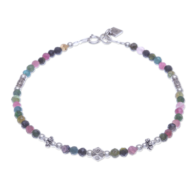 Tourmaline beaded bracelet, 'Sweet Taste' - Tourmaline and Sterling Silver Beaded Bracelet